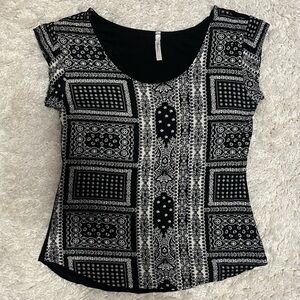 Free People Bandana Short Sleeve Top